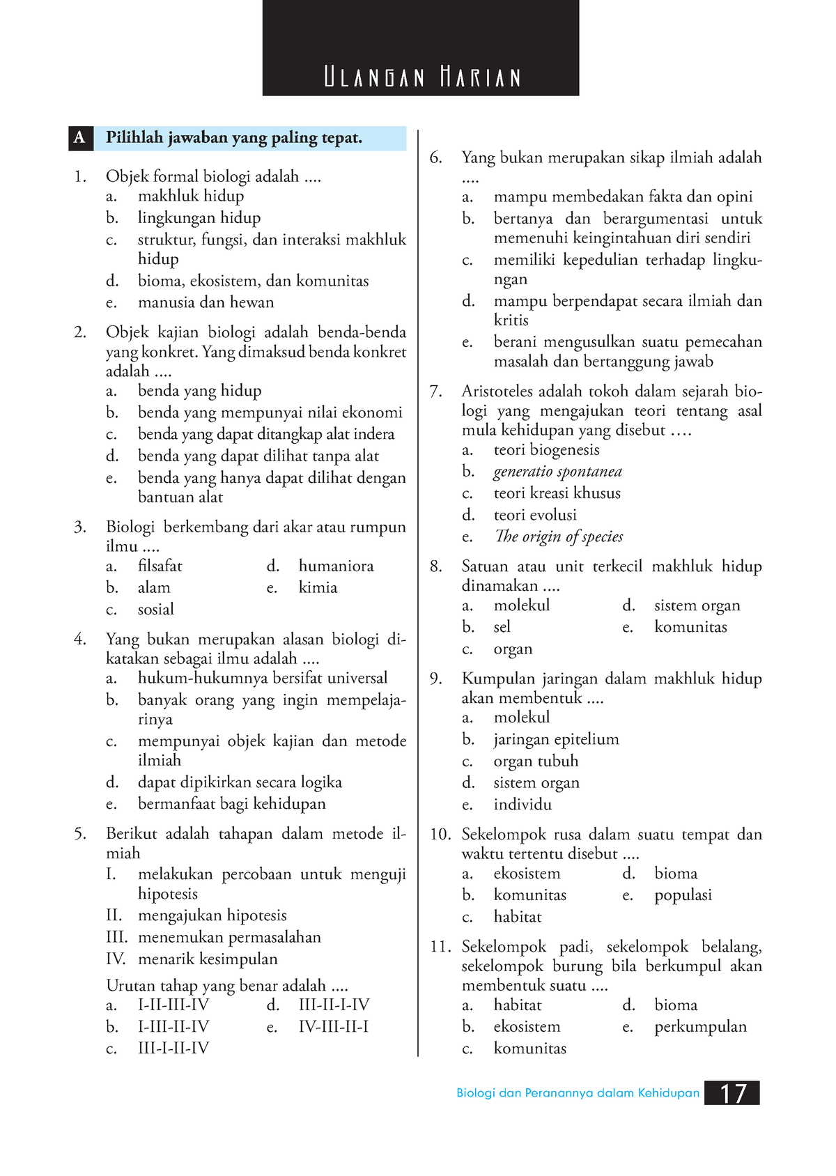 Biologi Pdf 26 Tugas Biologi Dan Peranannya Dalam Kehidupan 17 Yang Bukan Merupakan Sikap 