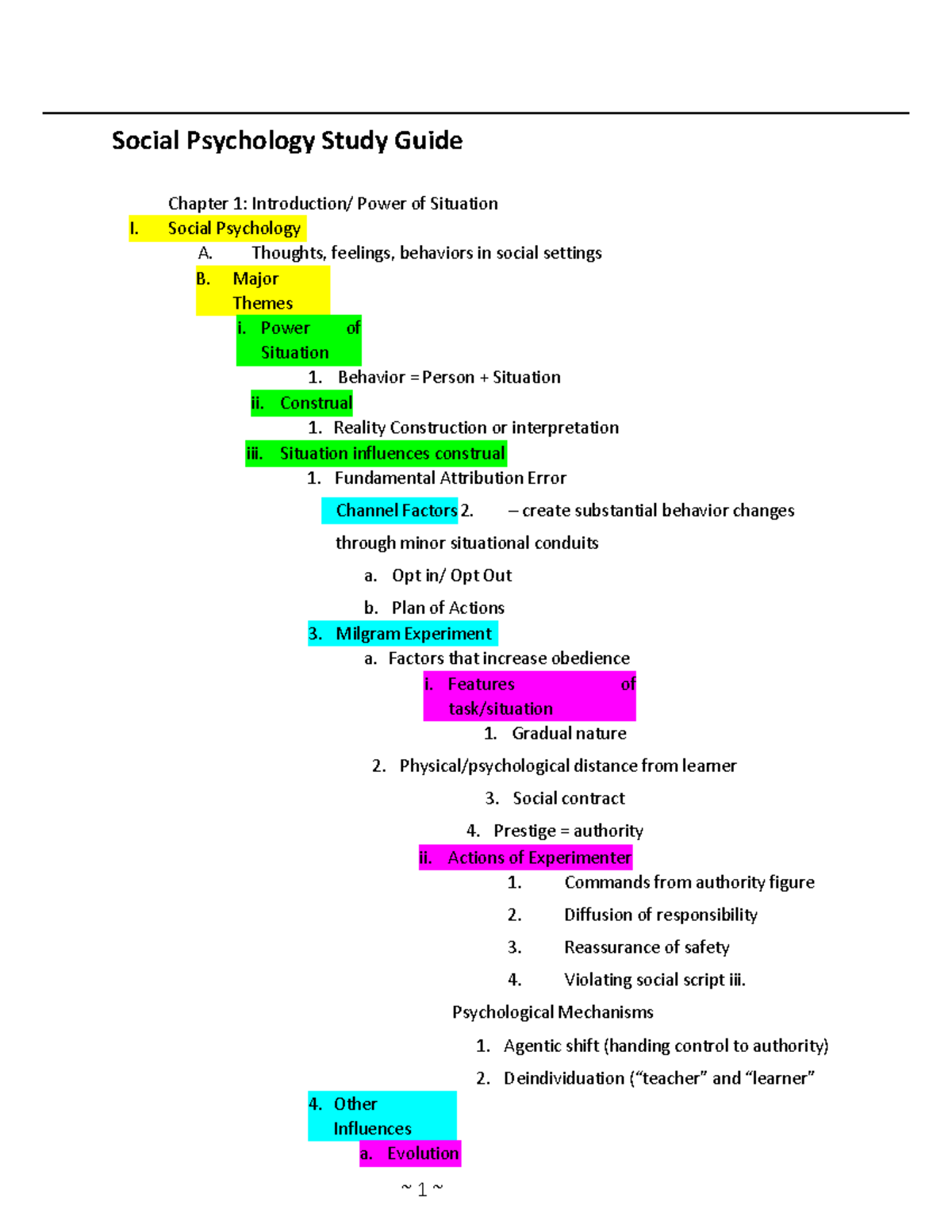 Social Psychology Study Guide No 1 Chapter 1 Introduction Power Of   Thumb 1200 1553 