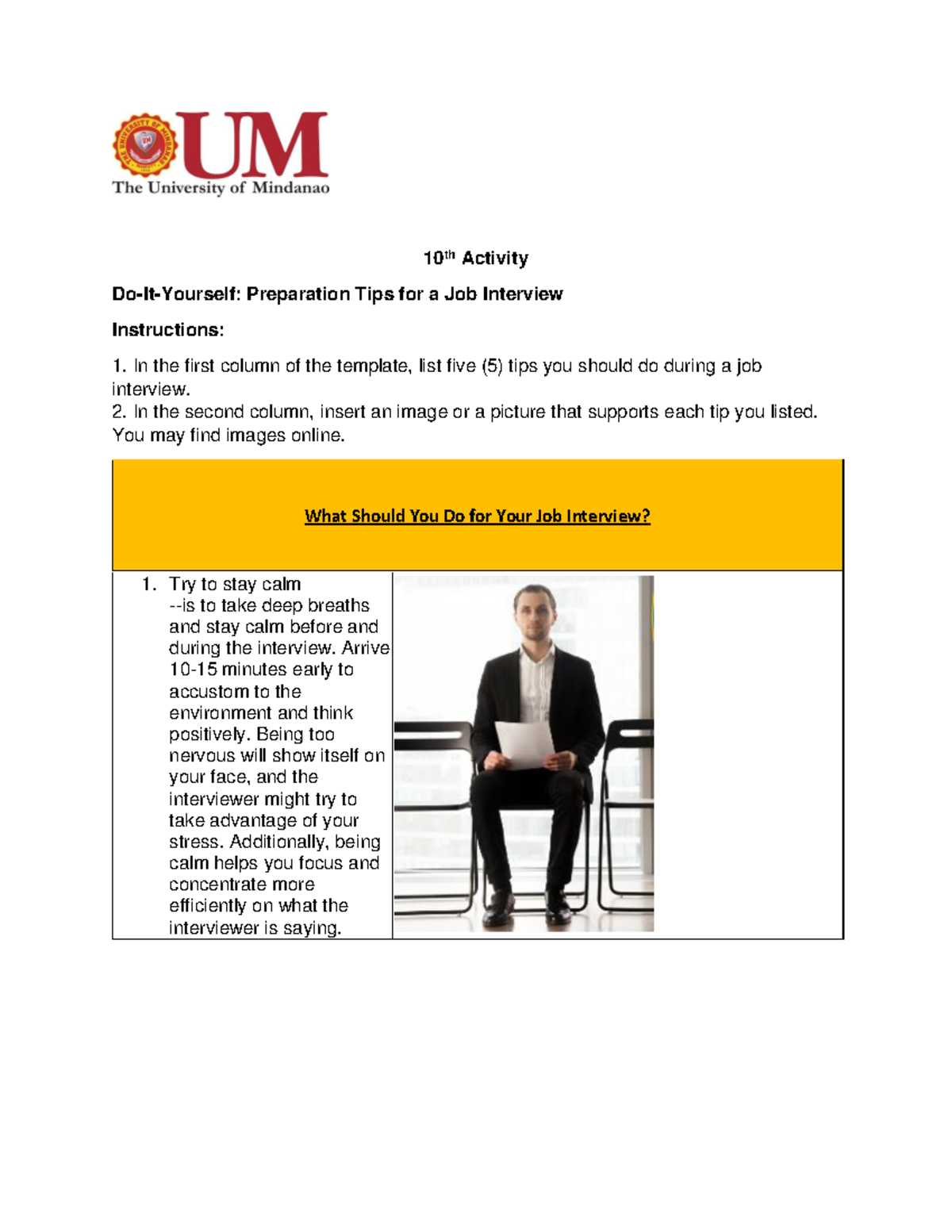 Modified-10th-Activity - 10 th Activity Do-It-Yourself: Preparation ...