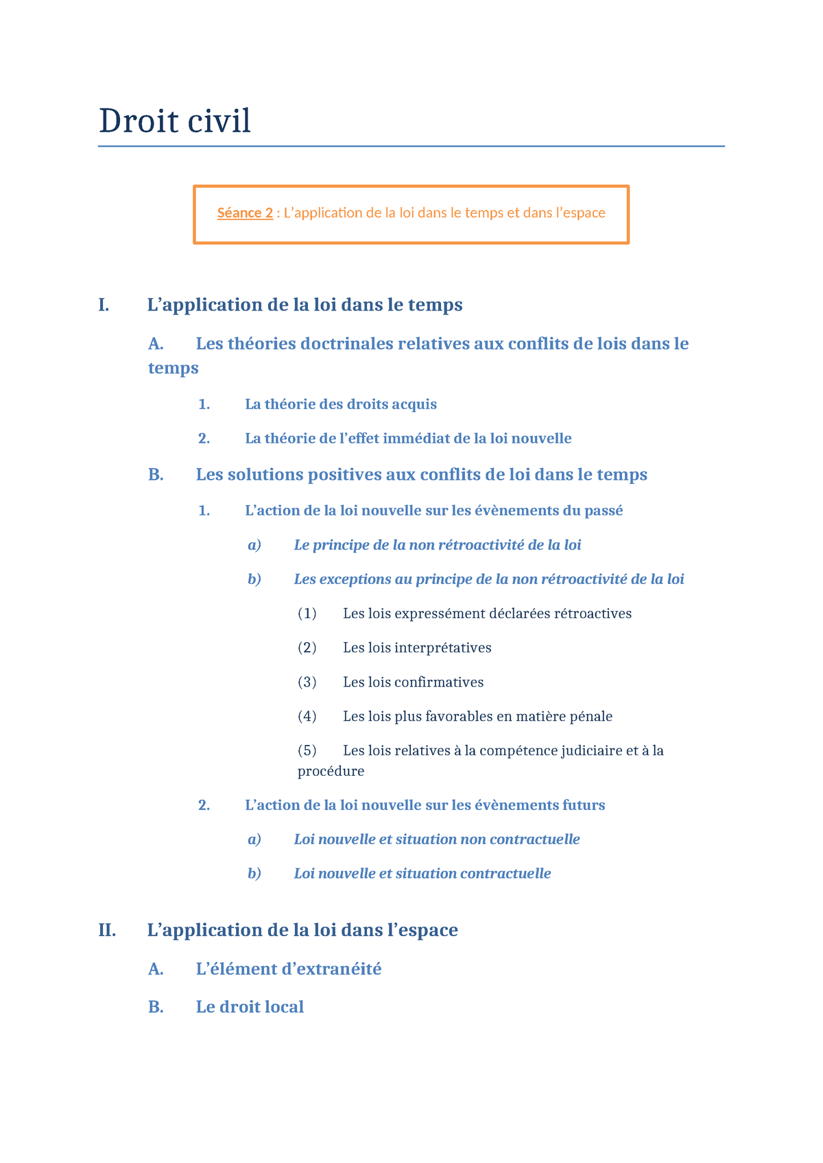 dissertation juridique l'application de la loi dans le temps