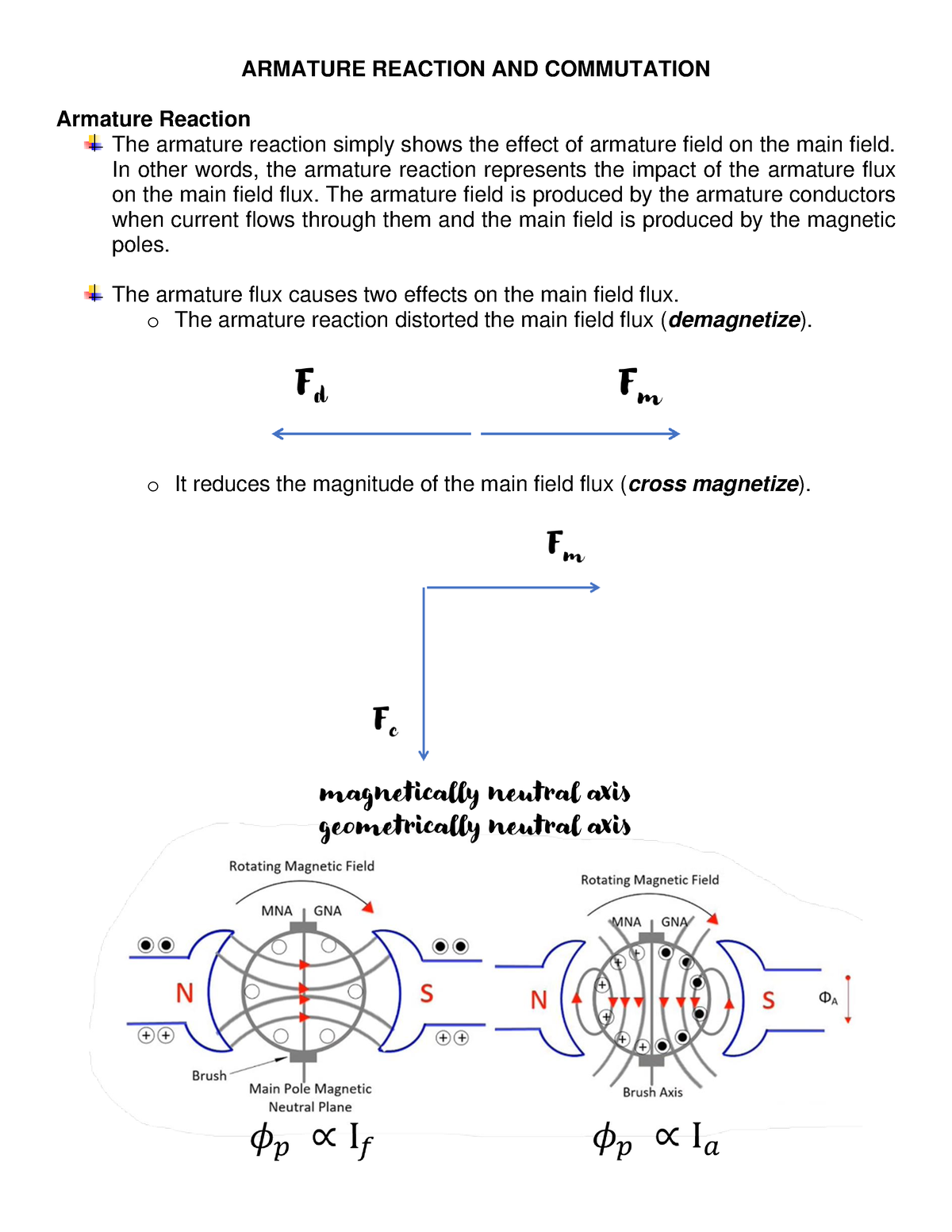 Armature Reaction AND Commutation - ARMATURE REACTION AND COMMUTATION ...