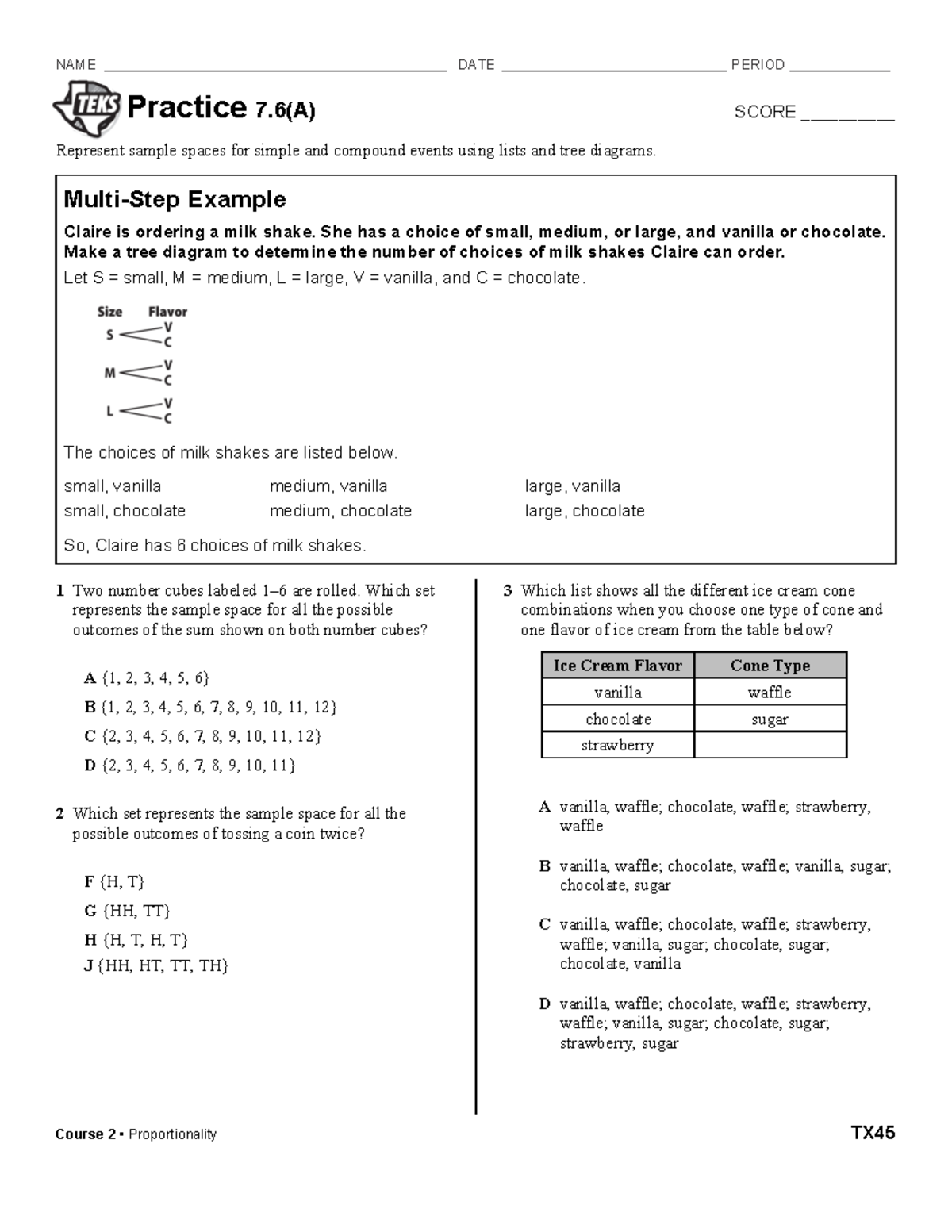 TEKS Practice 7 - material - NAME ...