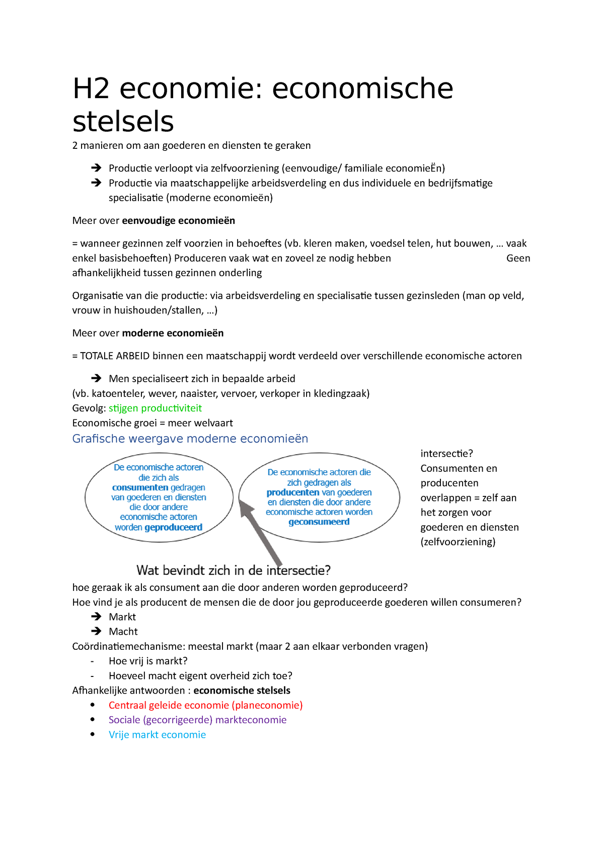 Samenvatting Hoofdstuk 2, 3 En 8 Economie - H2 Economie: Economische ...