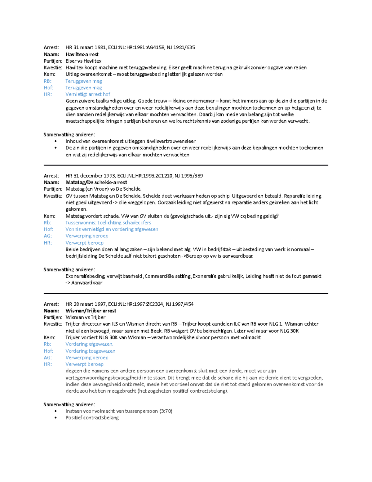 Samenvatting Arresten - Arrest: HR 31 Maart 1981, ECLI:NL:HR:1981 ...