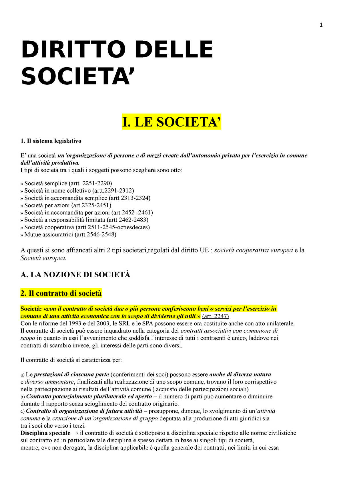 Diritto Commerciale. Campobasso vol 2. diritto delle societa - 1 DIRITTO  DELLE I. LE 1. Il sistema - Studocu