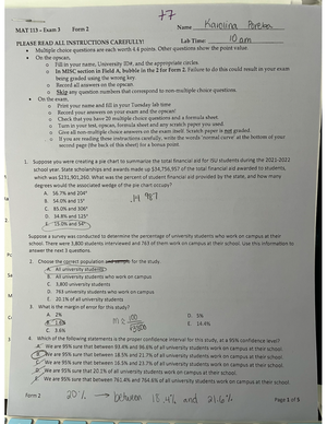 Lab 8 Answers - mat 113 - MAT 113 HUTCHISON LAB 8 Answers Complete all ...