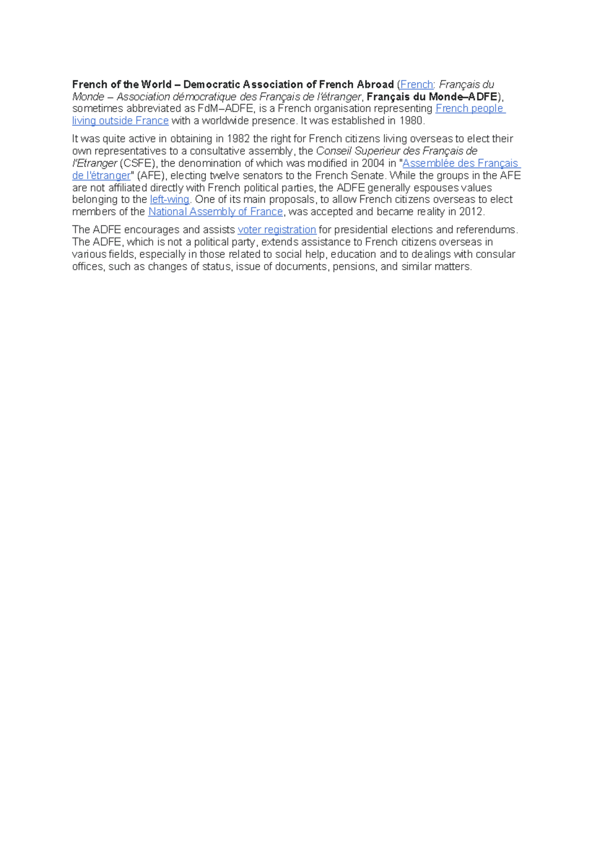 TUT adfe - adfe - French of the World – Democratic Association of ...