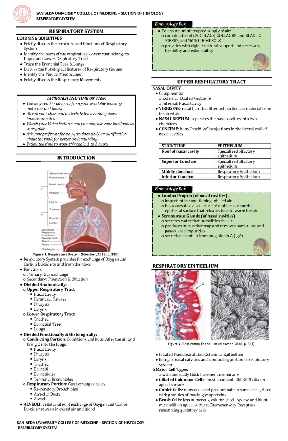 The Histology of the Lungs, Alveoli, Pleura and the Trachea and Their ...