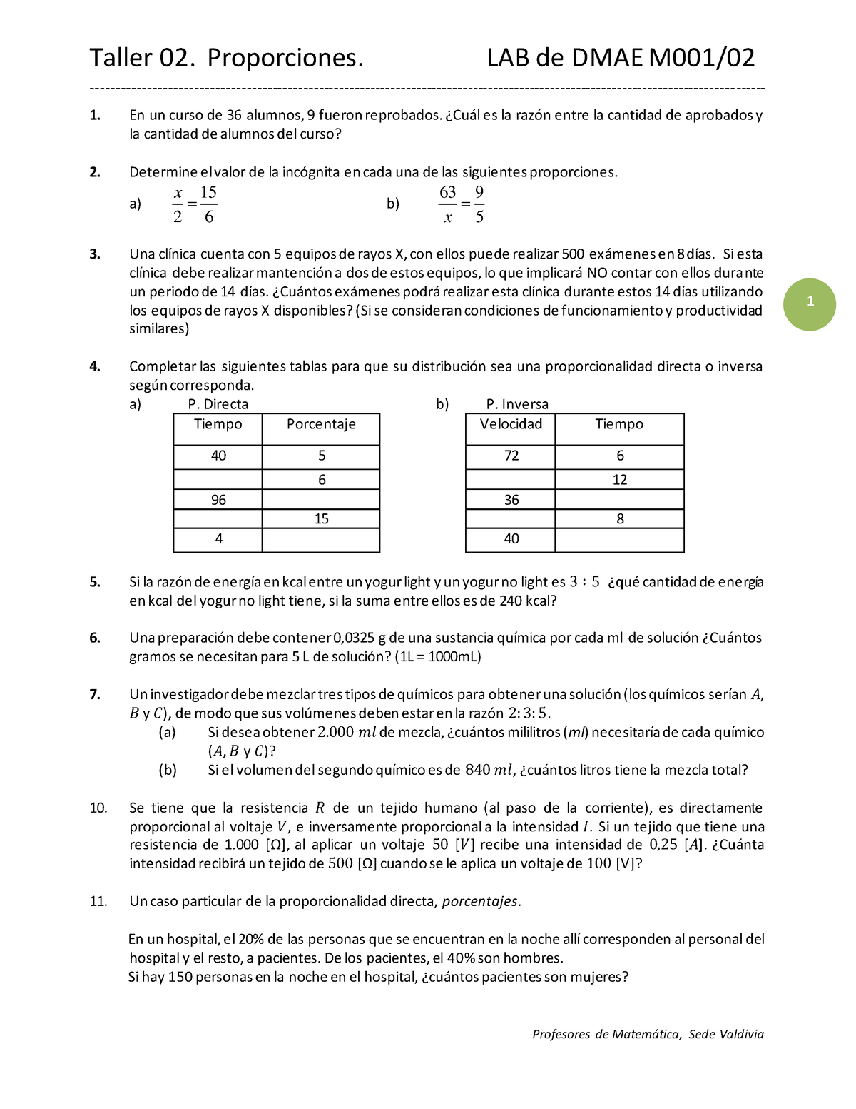 Laboratorio 2 DMAE M001 - Taller 02. Proporciones. LAB De DMAE M001 ...