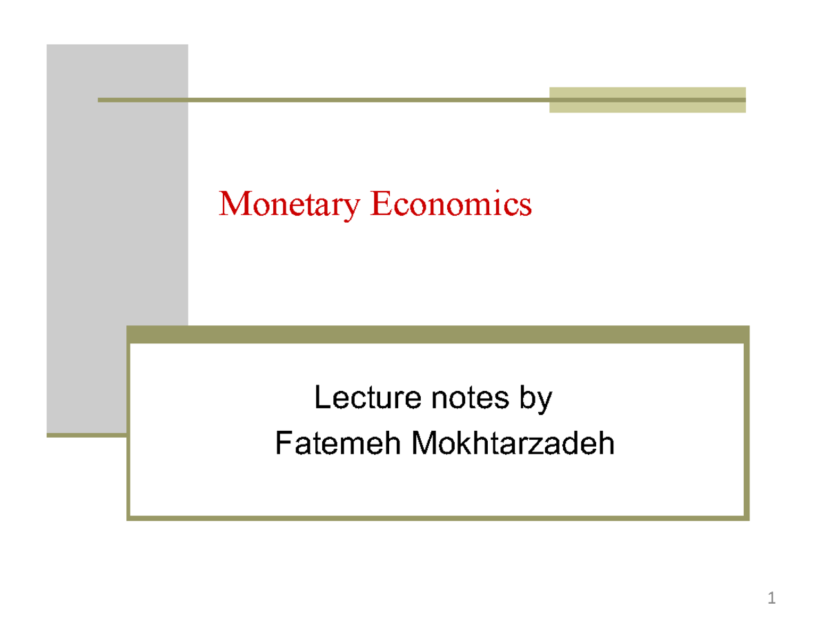 monetary economics thesis pdf