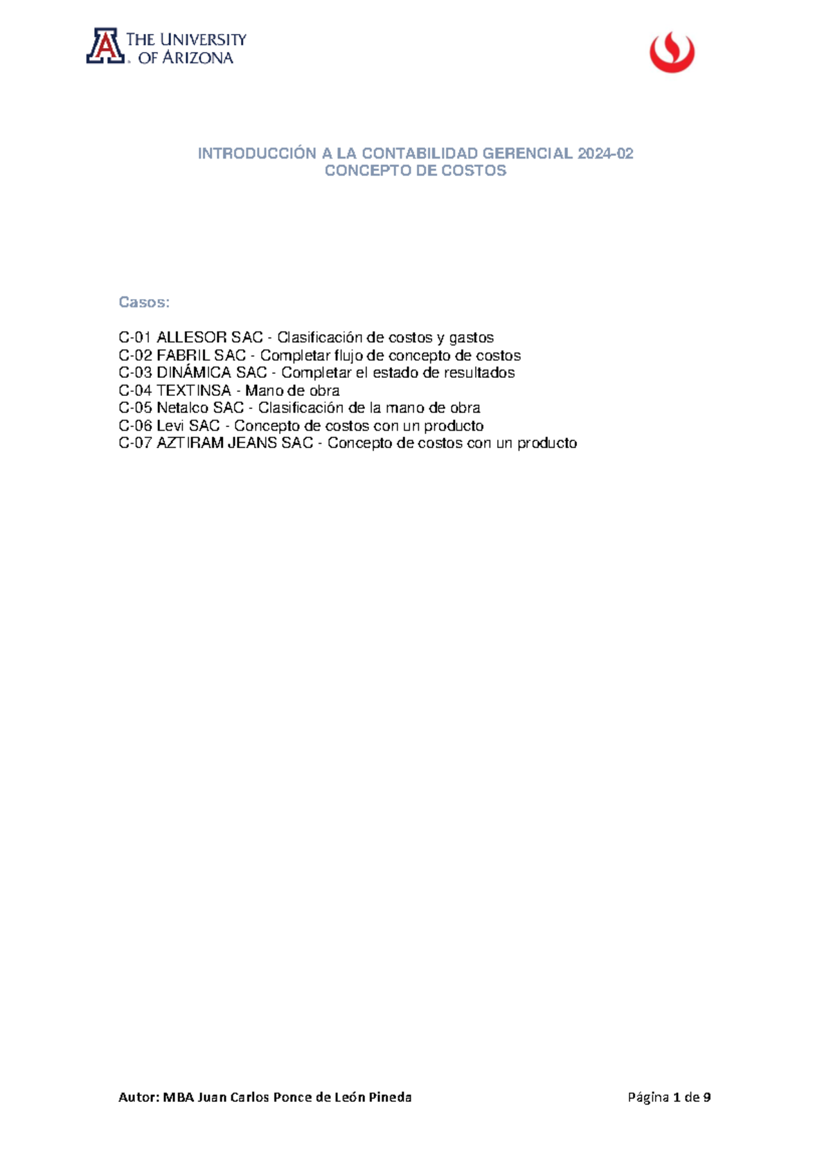 CC 2024-02 Casos-4 - Tarea 1 contage - INTRODUCCIÓN A LA CONTABILIDAD ...