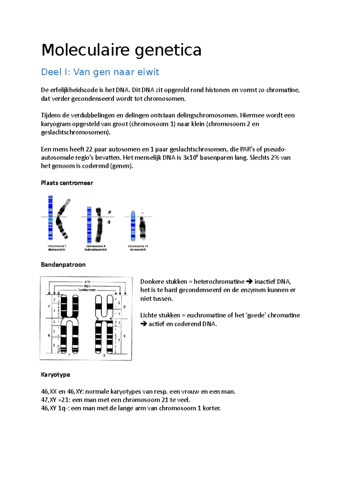 Moleculaire Genetica - Van Gen Naar Eiwit - Moleculaire Genetica Deel I ...