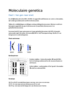 Svt Moleculaire Genetica Deel 1 - Moleculaire Genetica Deel 1 Inleiding ...