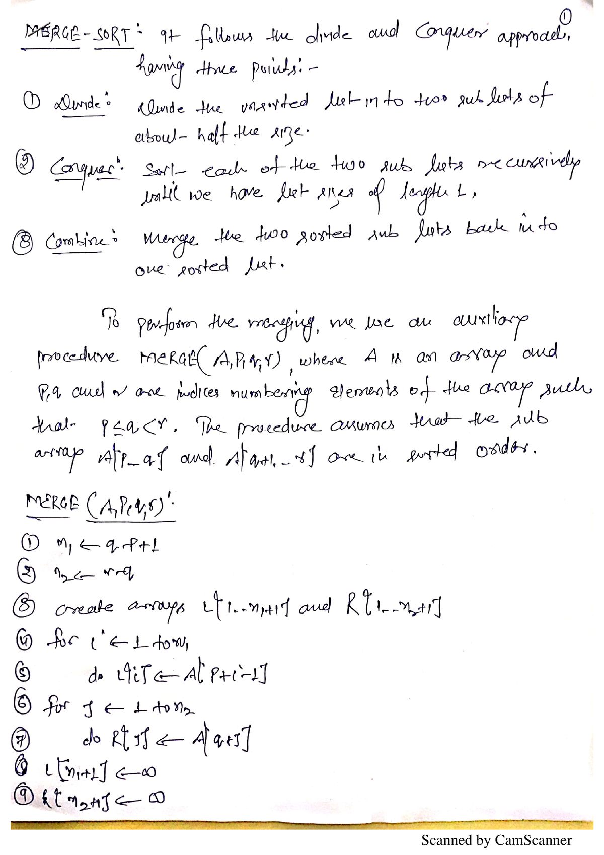 Merge Sort algo - Btech cse 3rd year daa - Studocu