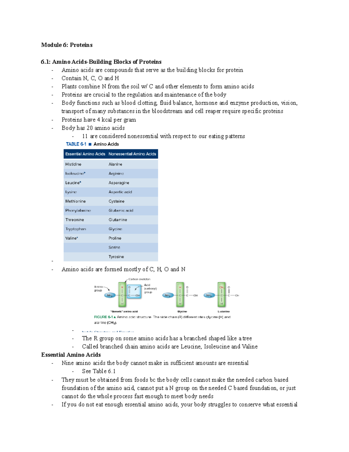Module 6 Proteins Module 6 Proteins 6 Amino AcidsBuilding Blocks