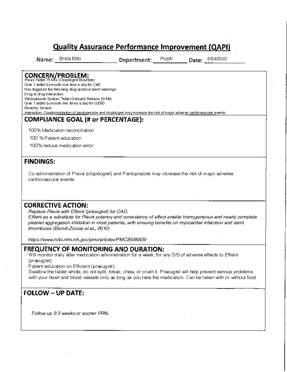 QI Form NS261 - notes - CHEM 3621 - Studocu