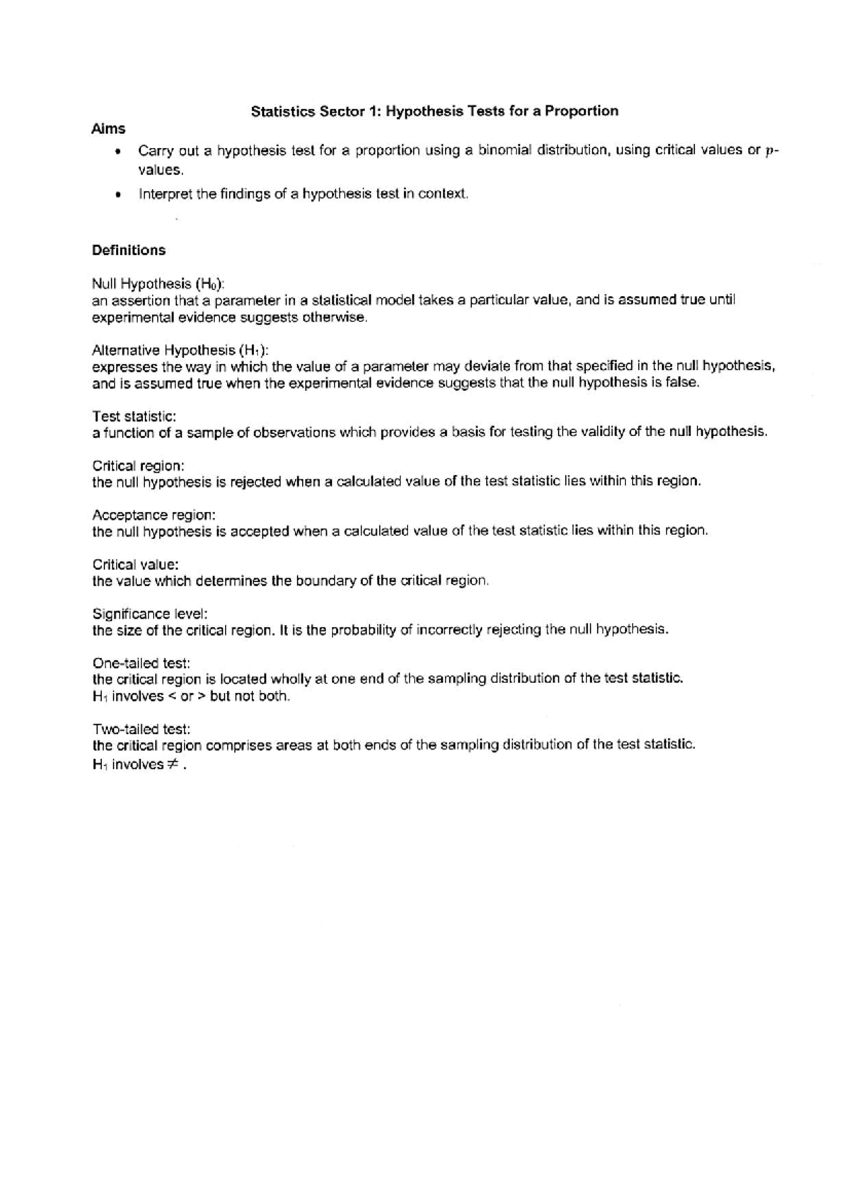 Hypothesis Test for Proportion with answers - BR35120 - Studocu