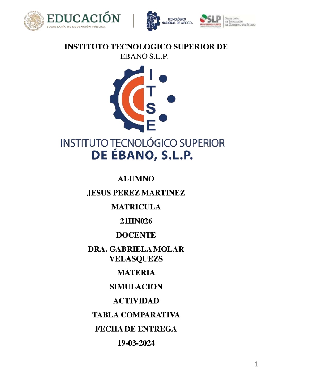 Cuadro comp. etapas de un proyecto simulacion - INSTITUTO TECNOLOGICO ...