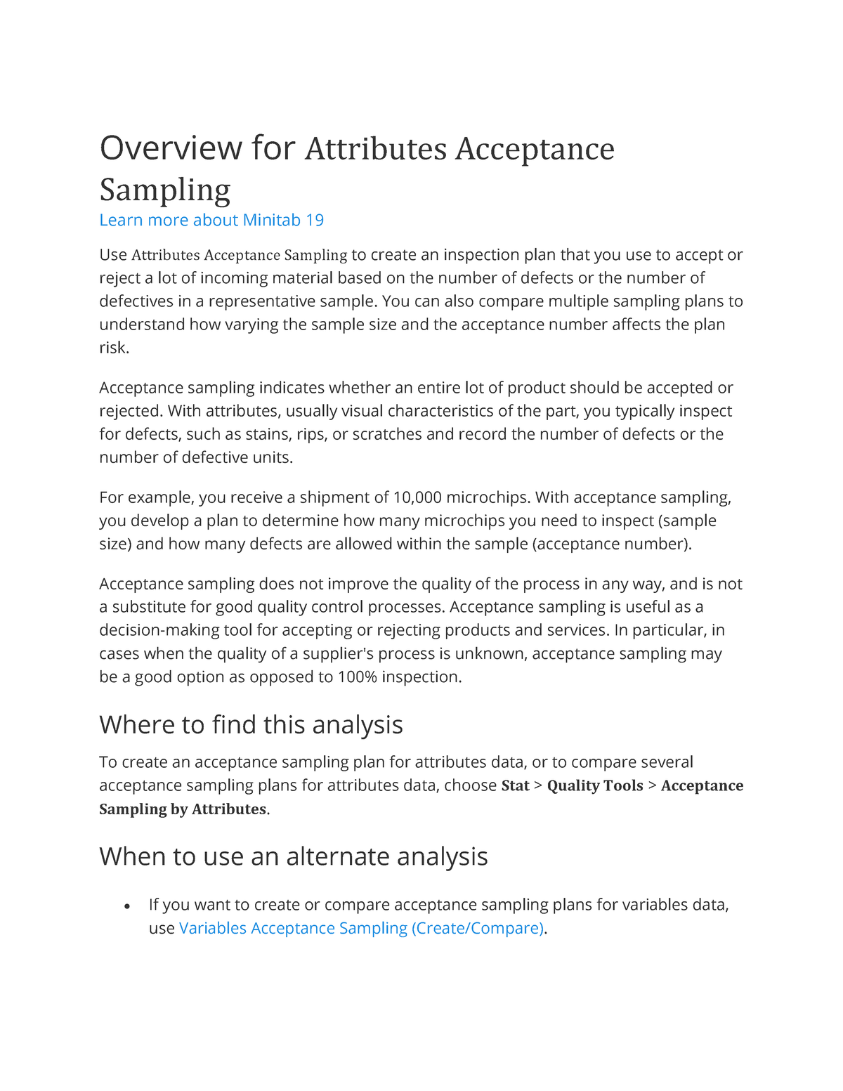 acceptance sampling by variables and attributes