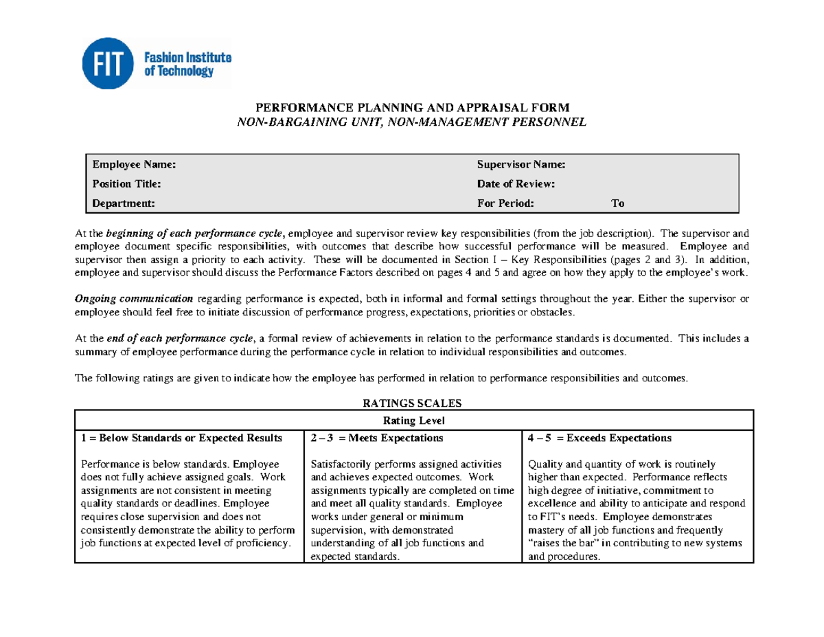 HR27 Non Management Performance Form NONBARGAINING UNIT, NON