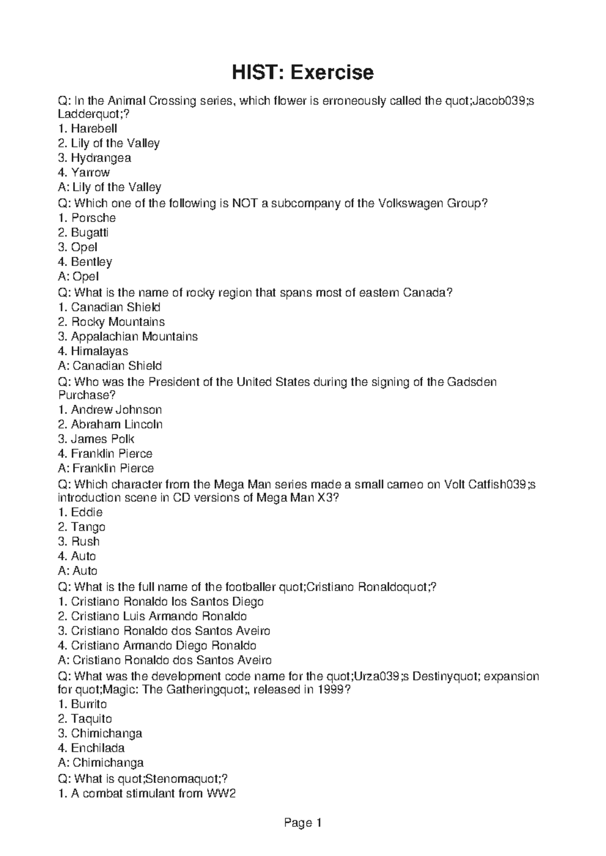 HIST303-Demonstration-5 - HIST: Exercise Q: In the Animal Crossing ...