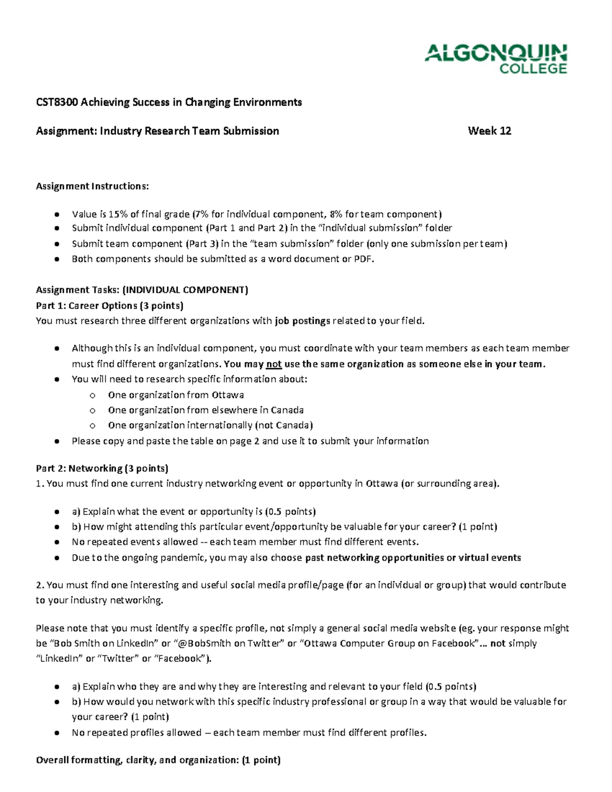 CST8300-12 Assignment Industry Research Team Sub-Wk12 - CST8300 ...
