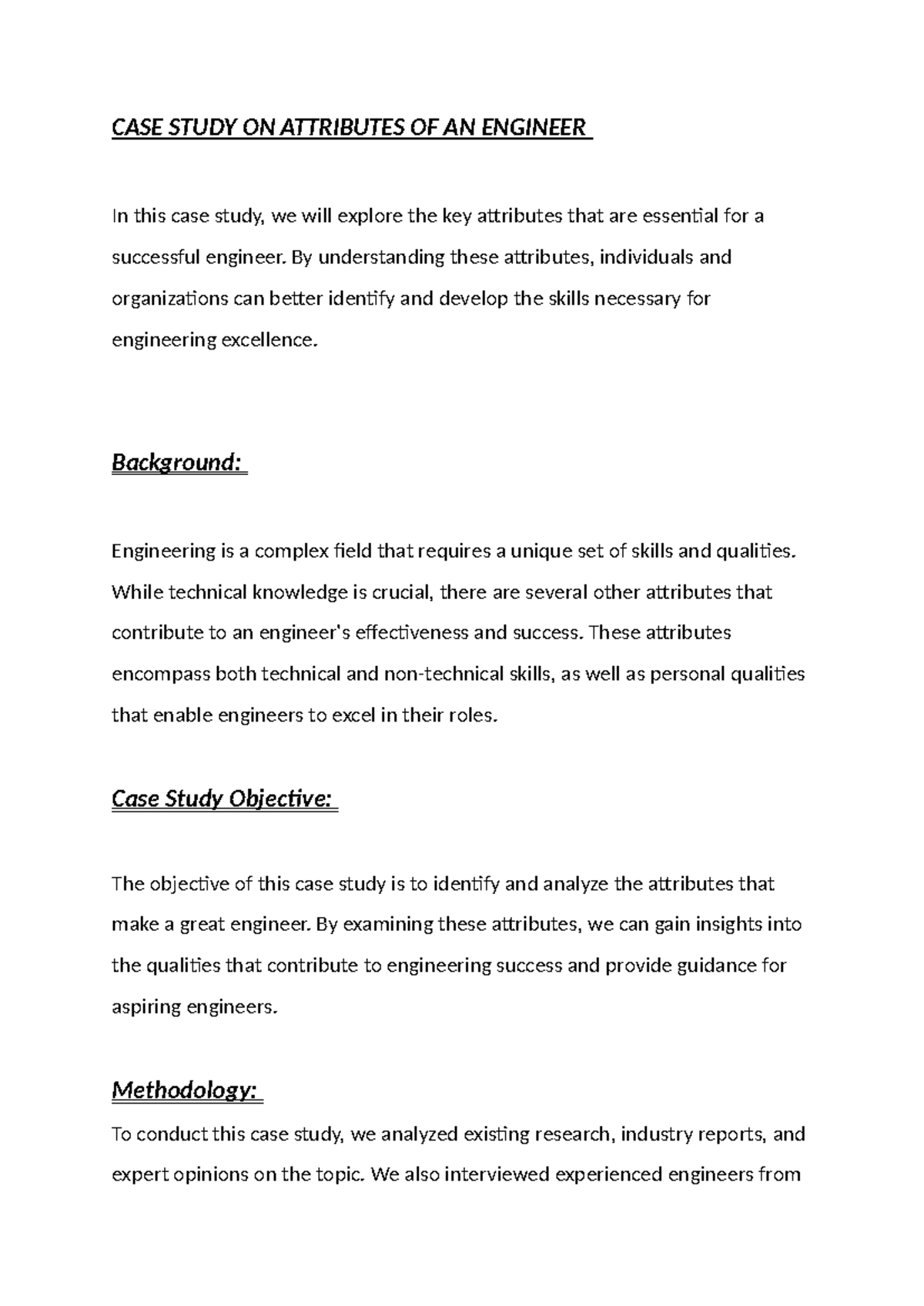 POE assignment - case study on attributes of engineering - CASE STUDY ...