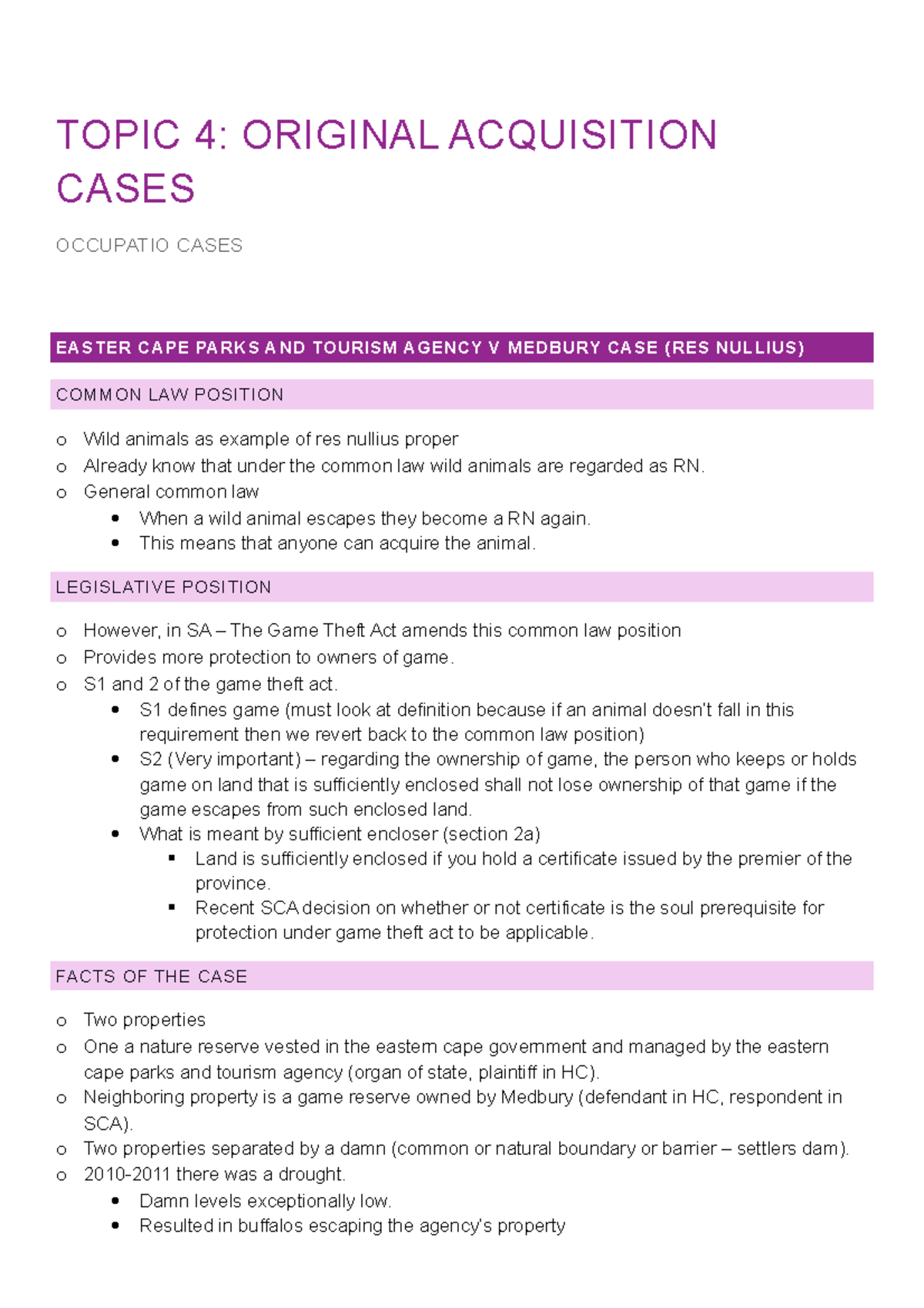 Props SU 4 Cases Case summaries for property law TOPIC 4 ORIGINAL