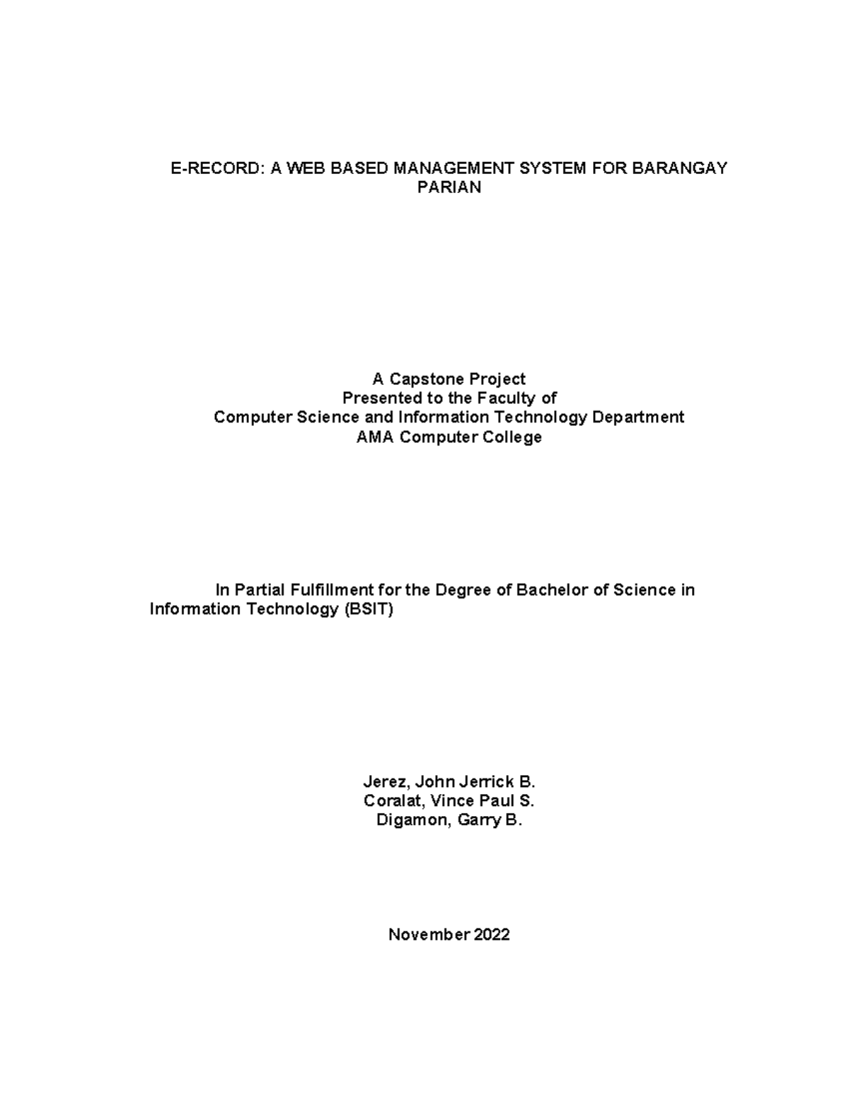 Capstone Manuscript - E-RECORD: A WEB BASED MANAGEMENT SYSTEM FOR ...