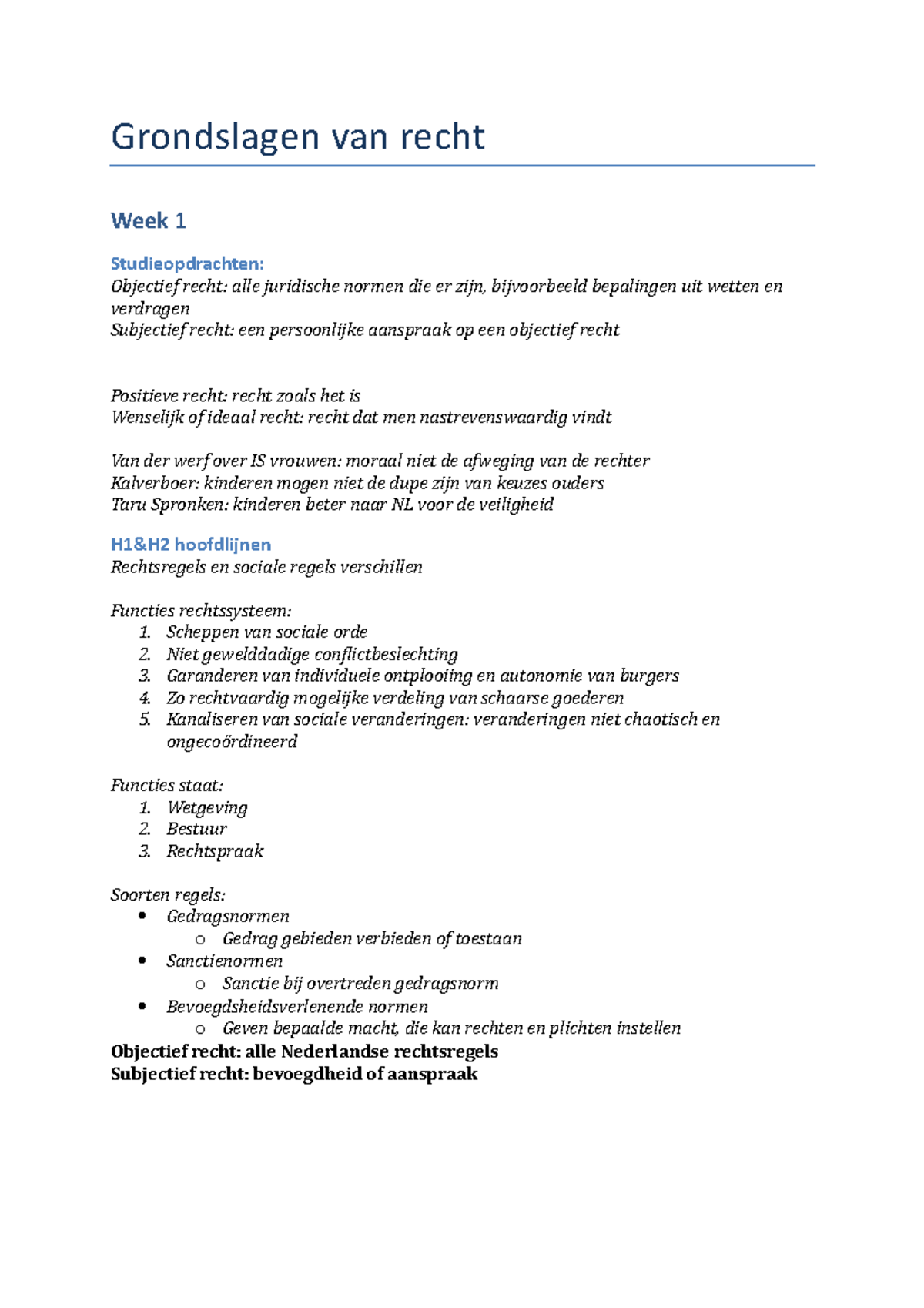 Grondslagen Van Recht HC - Grondslagen Van Recht Week 1 ...