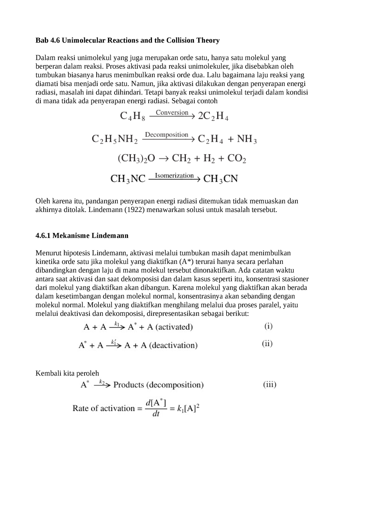 Bab%204 - Tugas - Bab 4 Unimolecular Reactions And The Collision Theory ...