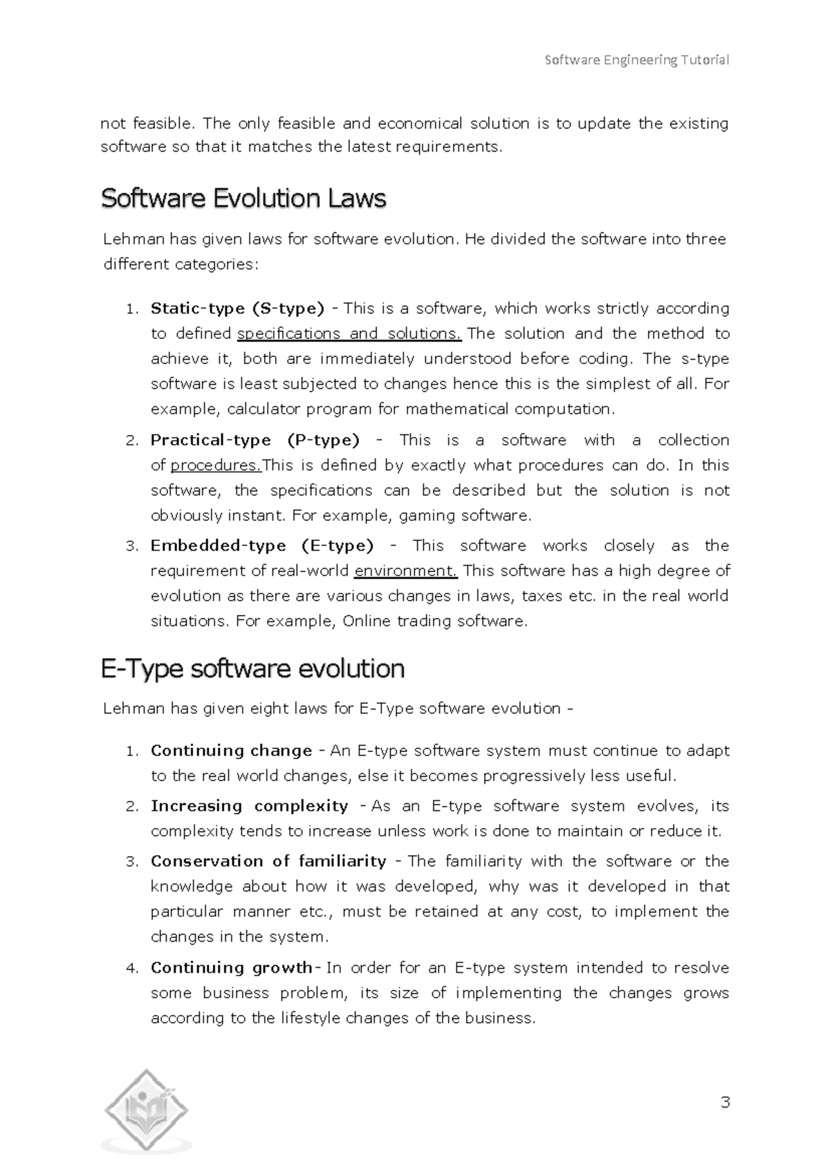 1 3 software evolution laws software engineering tutorial 3 not