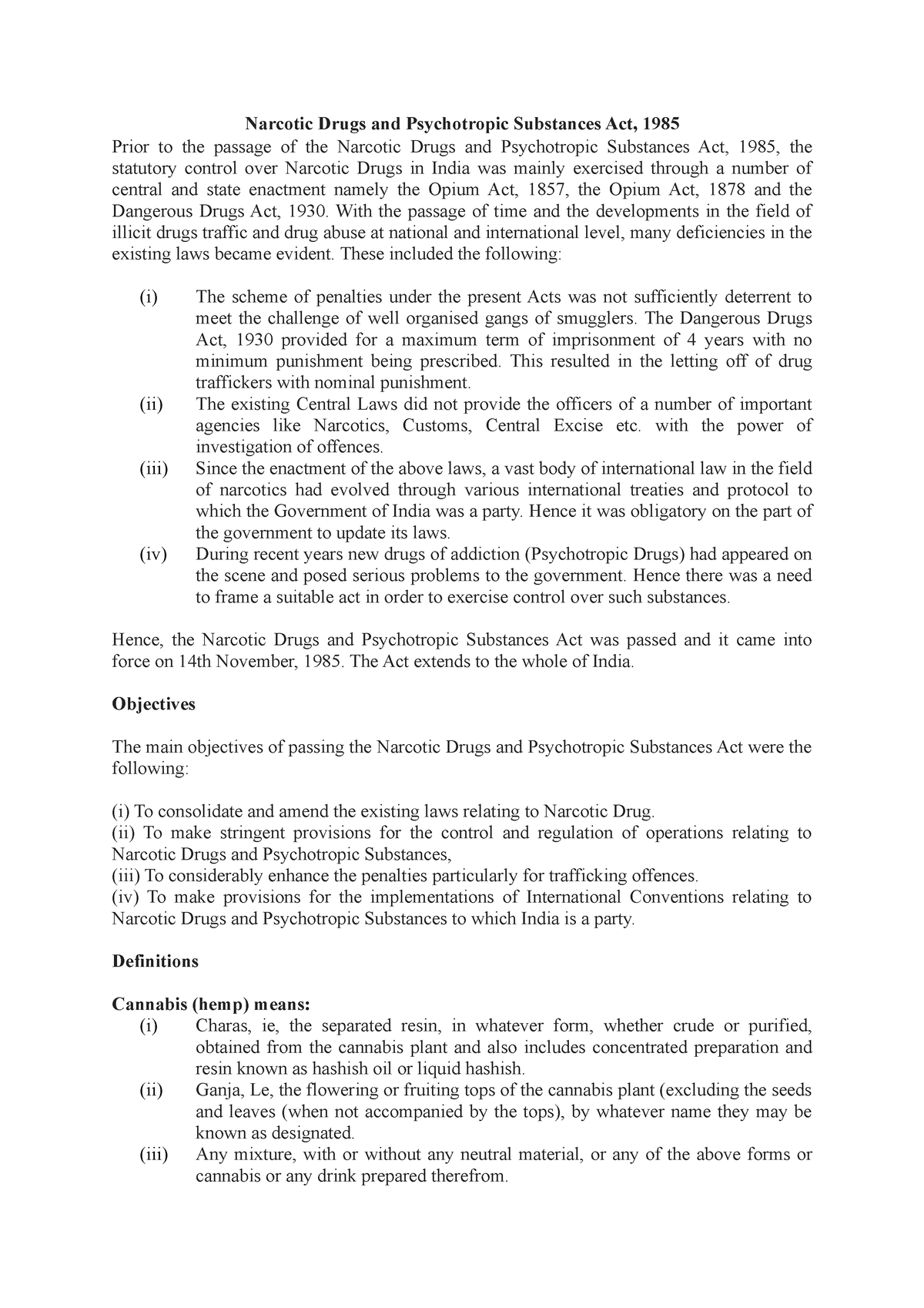 4 - ABC - Narcotic Drugs and Psychotropic Substances Act, 1985 Prior to ...