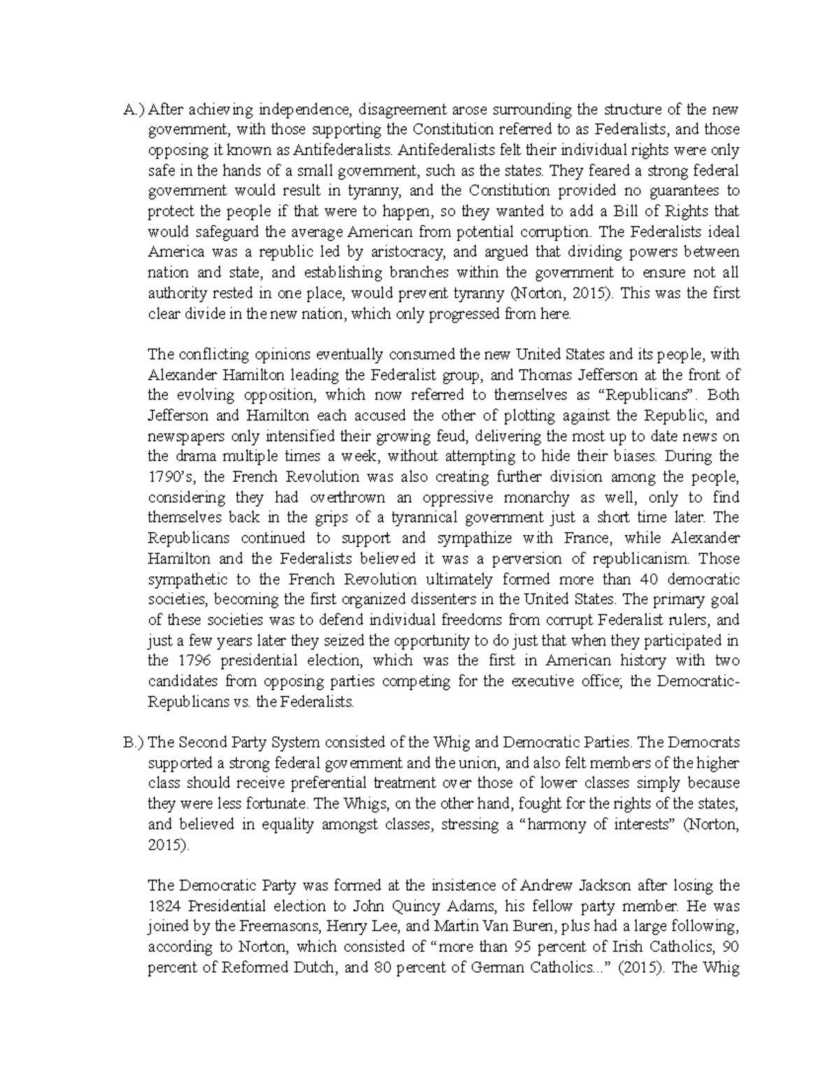 US History Task2 - completed submission of task 2 - passed - A.) After ...
