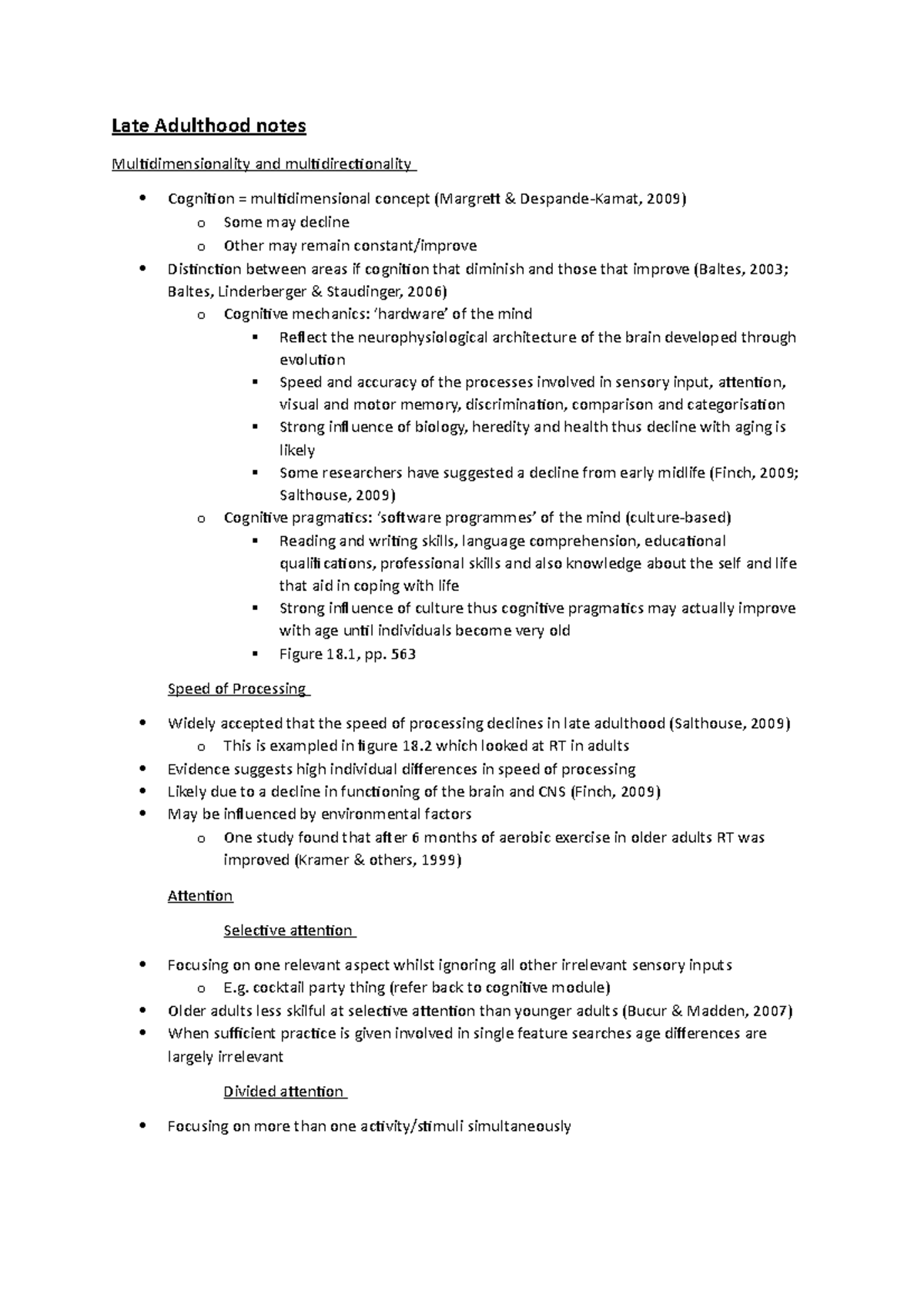 cognitive development in late adulthood essay