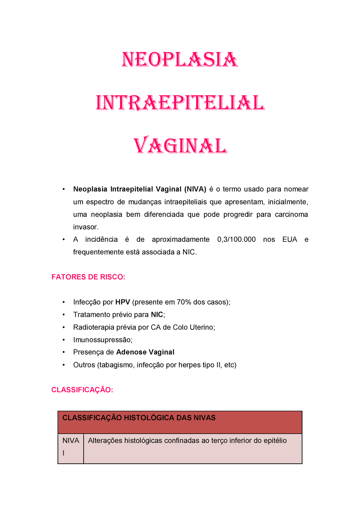 Neoplasia Intraepitelial Vaginal - NEOPLASIA INTRAEPITELIAL VAGINAL ...