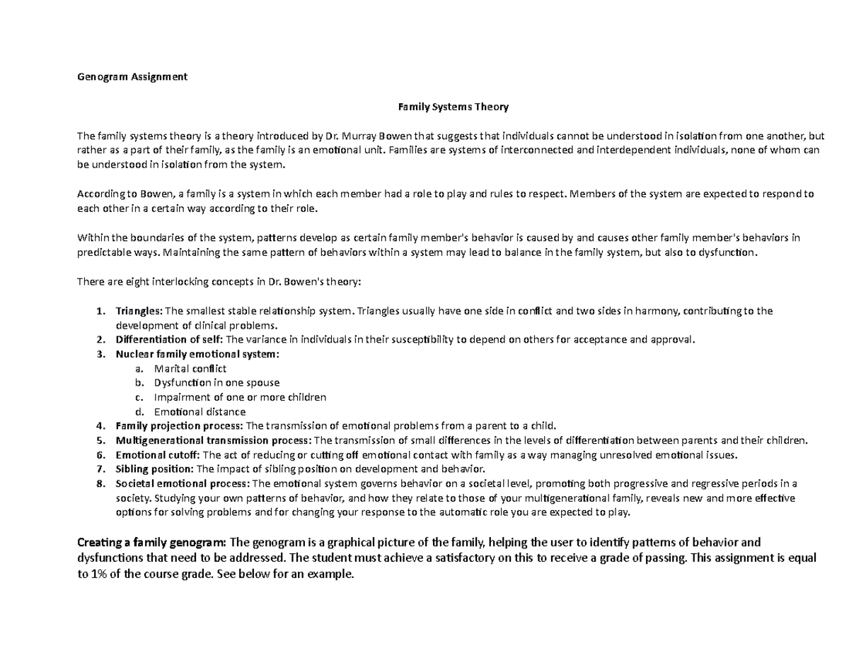 Genogram - WOrk to do mroe on - Genogram Assignment Family Systems ...