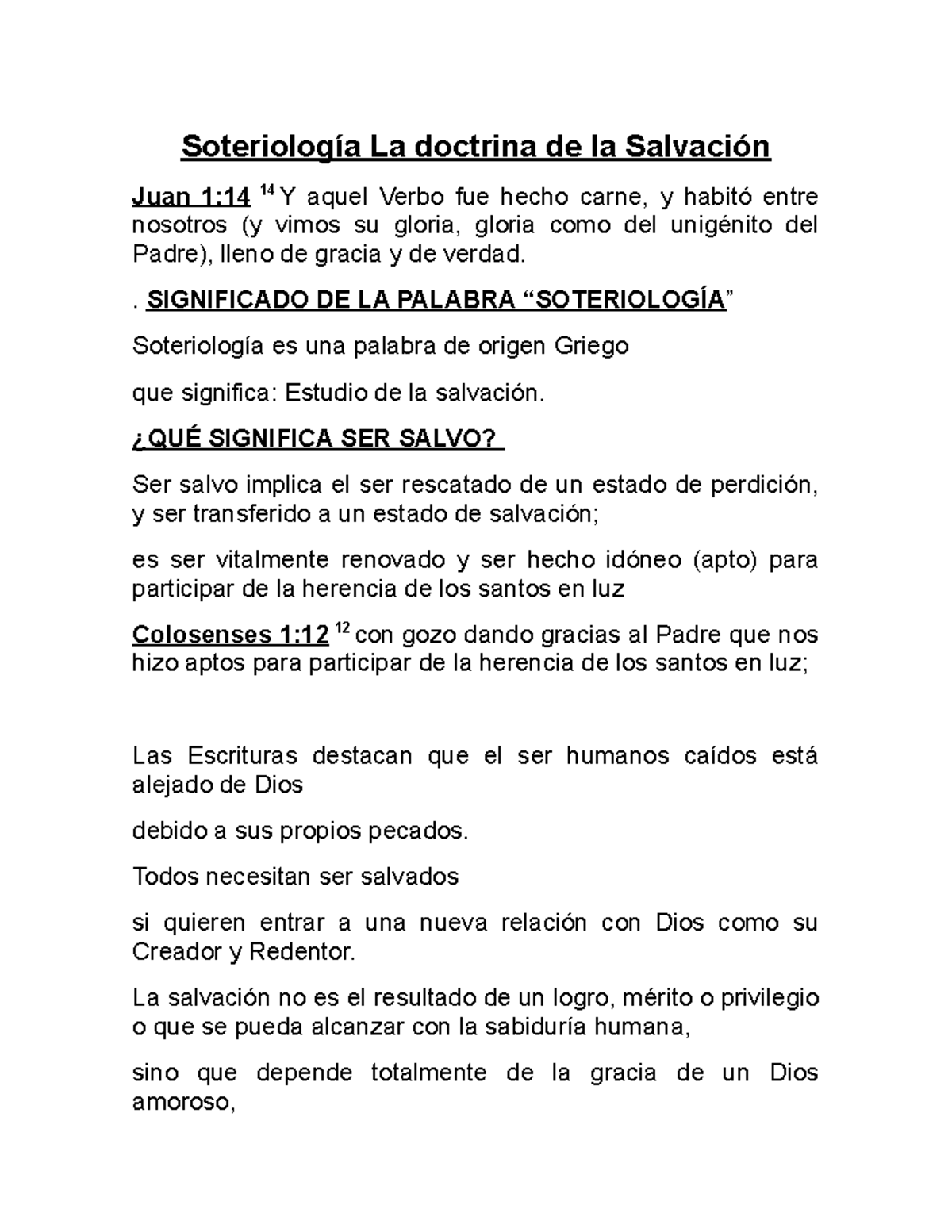 Soteriología La doctrina de la Salvación - Soteriología La doctrina de