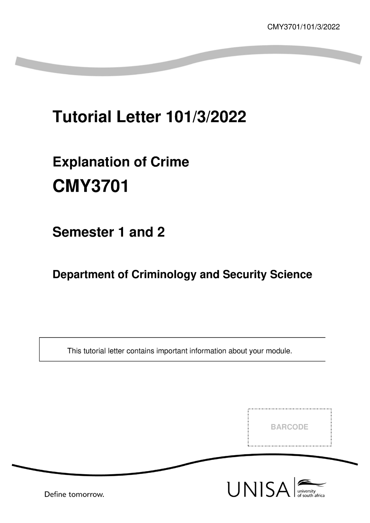 101 2022 3 B - Tut Letter - CMY3701/101/3/ Tutorial Letter 101/3 ...