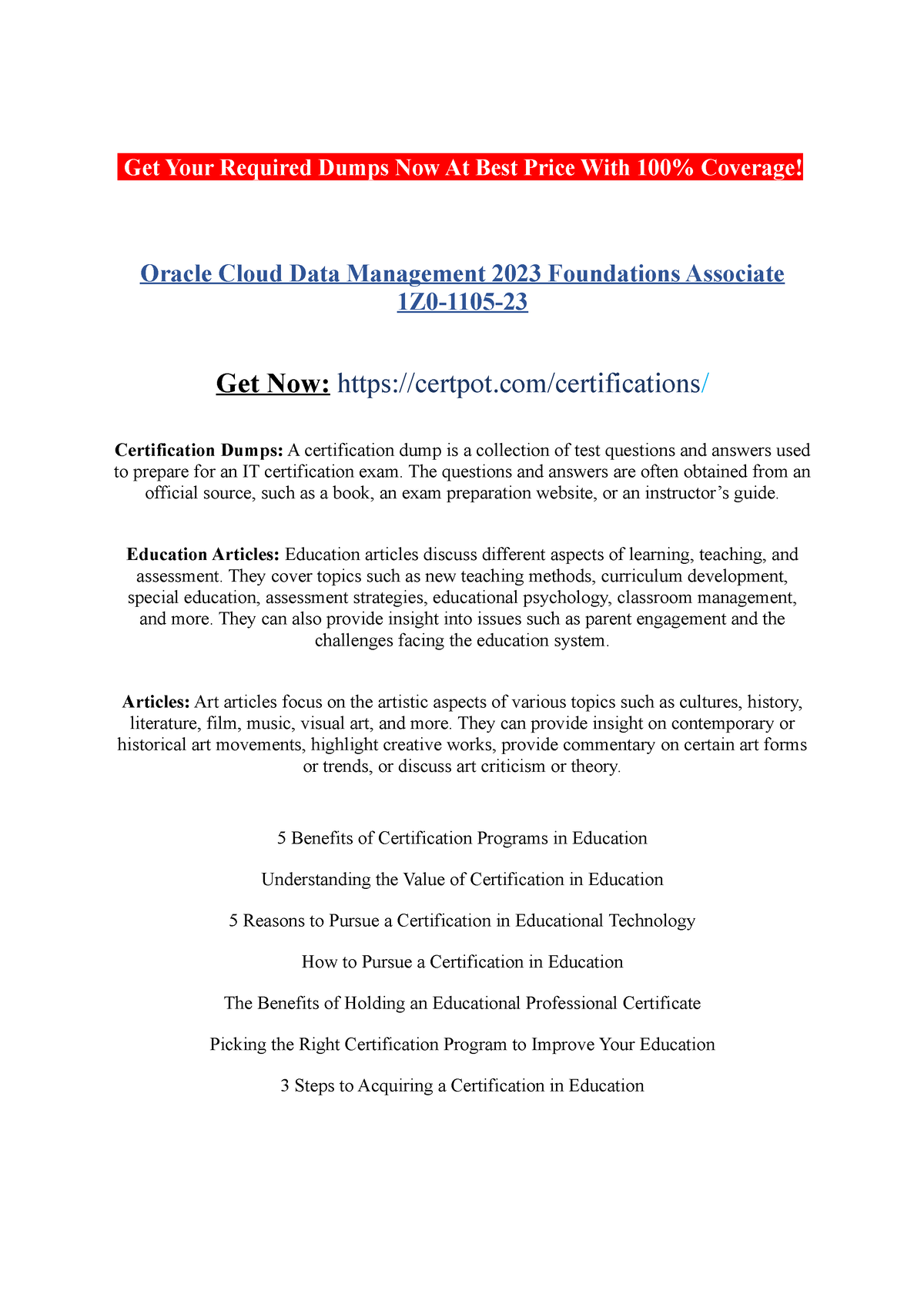 Oracle Cloud Data Management 2023 Foundations Associate 1Z0110523