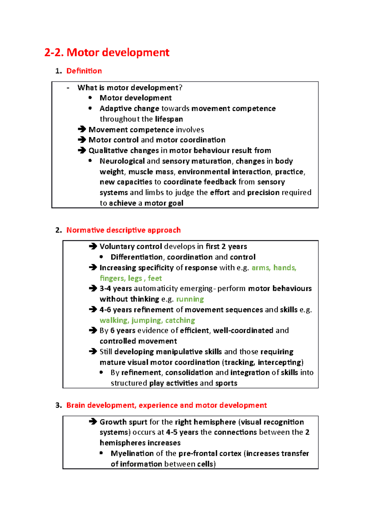 22. Motor development 22. Motor development Definition What is