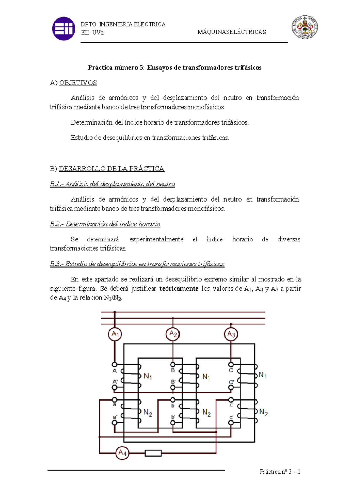 Guión Práctica Nº 3 Transformadores Trifásicos Máquinas Eléctricas