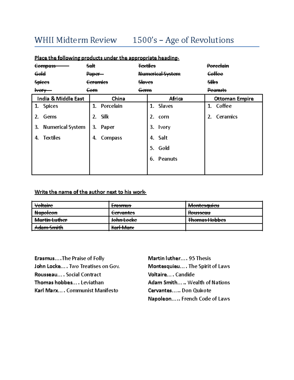 1st Semester Review WHII - Brooke Point - Studocu
