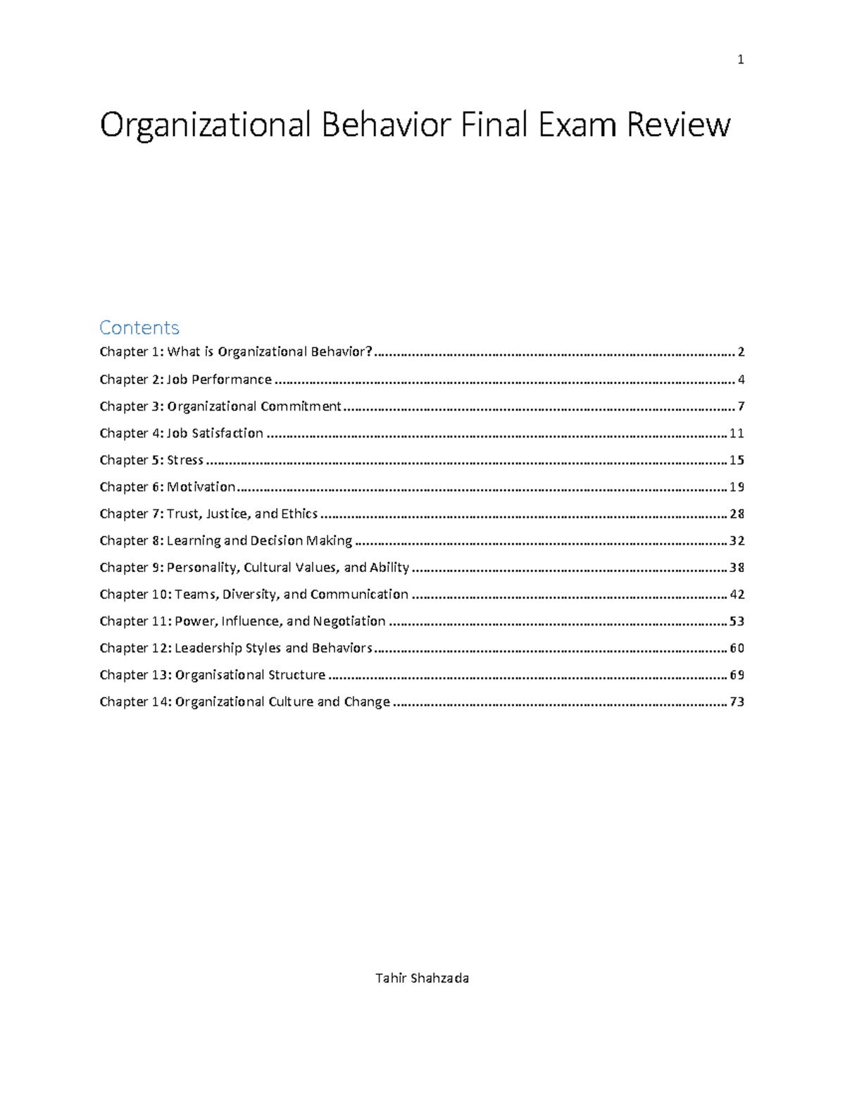 Final Organizational Behavior Final Exam - ADM2336 - uOttawa - Studocu