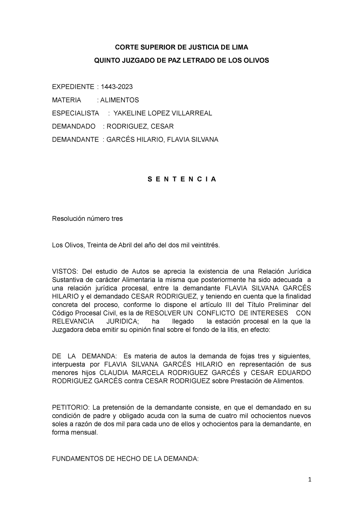 3. Sentencia DE Alimentos copia CORTE SUPERIOR DE JUSTICIA DE LIMA