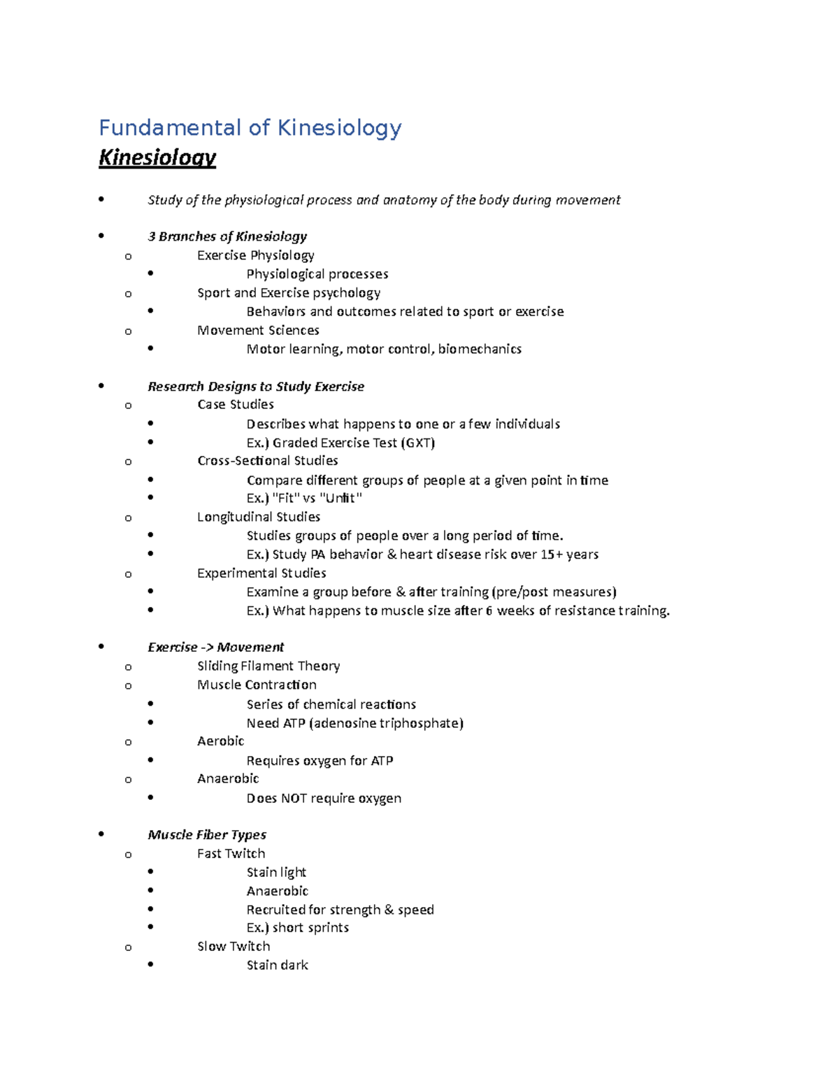 Fundamental of Kinesiology - Fundamental of Kinesiology Kinesiology ...