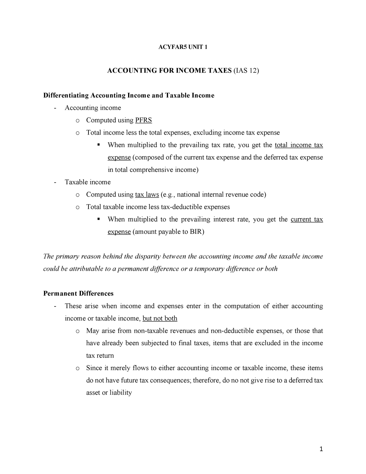 far-unit-1-notes-acyfar5-unit-1-accounting-for-income-taxes-ias-12