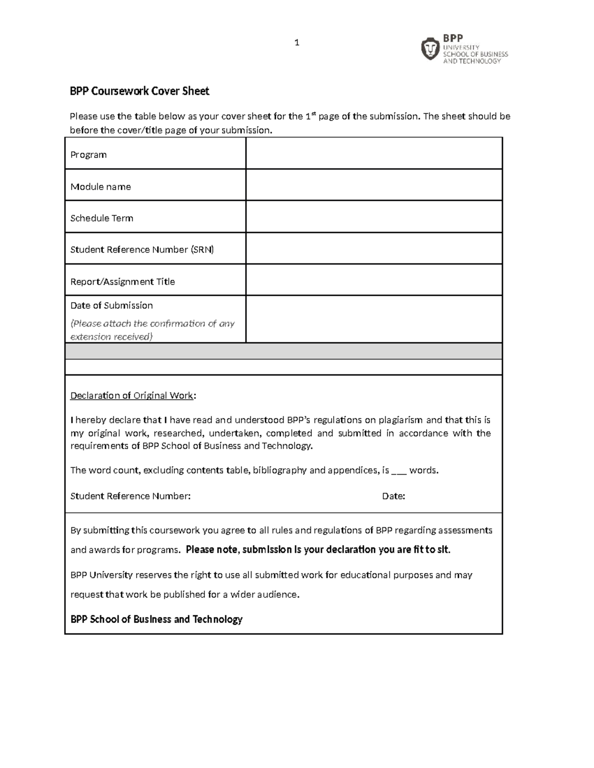 Bpp student query form picture