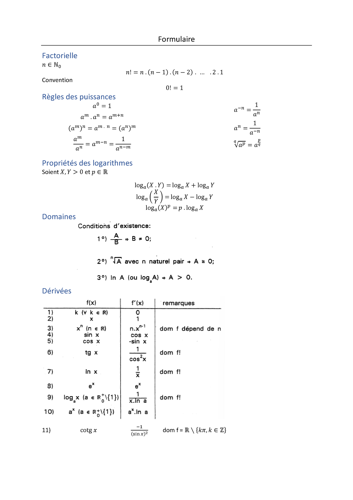 Formulaire - Liste Des Formules De Math Utiles Pour Les Exercices ...