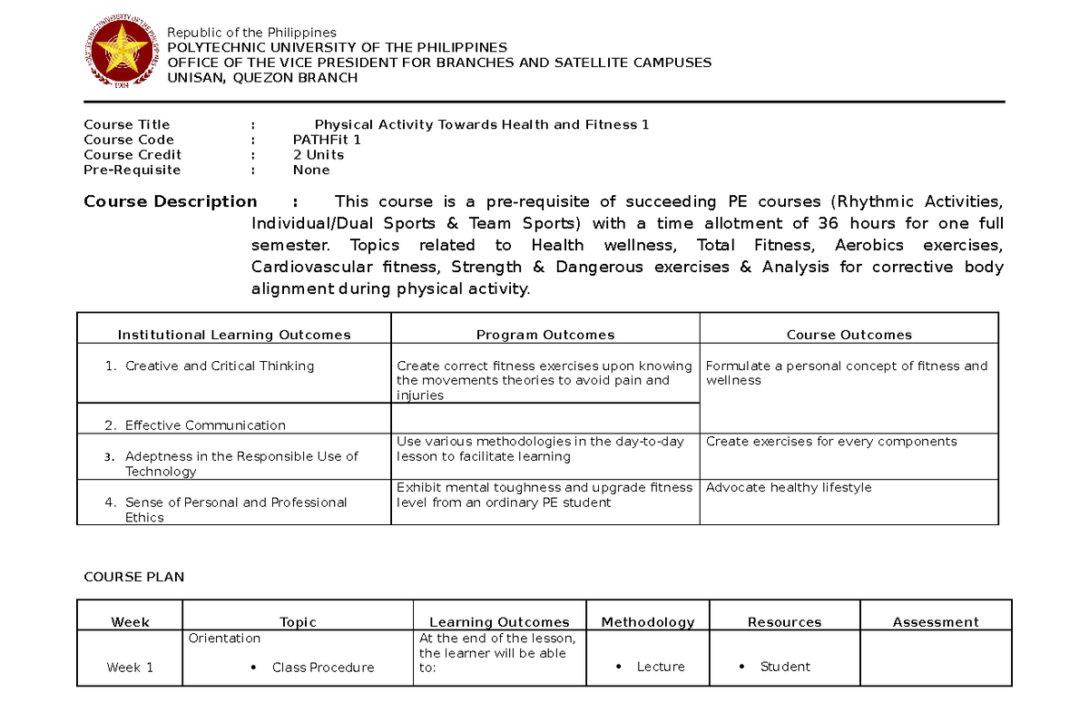 Pathfit 1 - aaaaaaaaaa - Republic of the Philippines POLYTECHNIC ...
